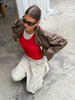 Double Layered Scrunched Top Red
