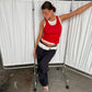 Double Layered Scrunched Top Red