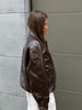 Oversized Patent Zipper Jacket Burgundy