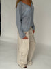 Loose Buttoned V-Neck Top Sky Blue