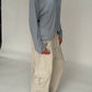 Loose Buttoned V-Neck Top Sky Blue