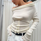 Front Draped Buttoned Top Cream