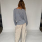 Loose Buttoned V-Neck Top Sky Blue