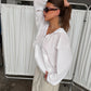 Oversized Waffle Knit Zip Hoodie White
