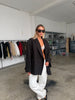 Übergroßer Blazer mit Seitenschlitz Schwarz