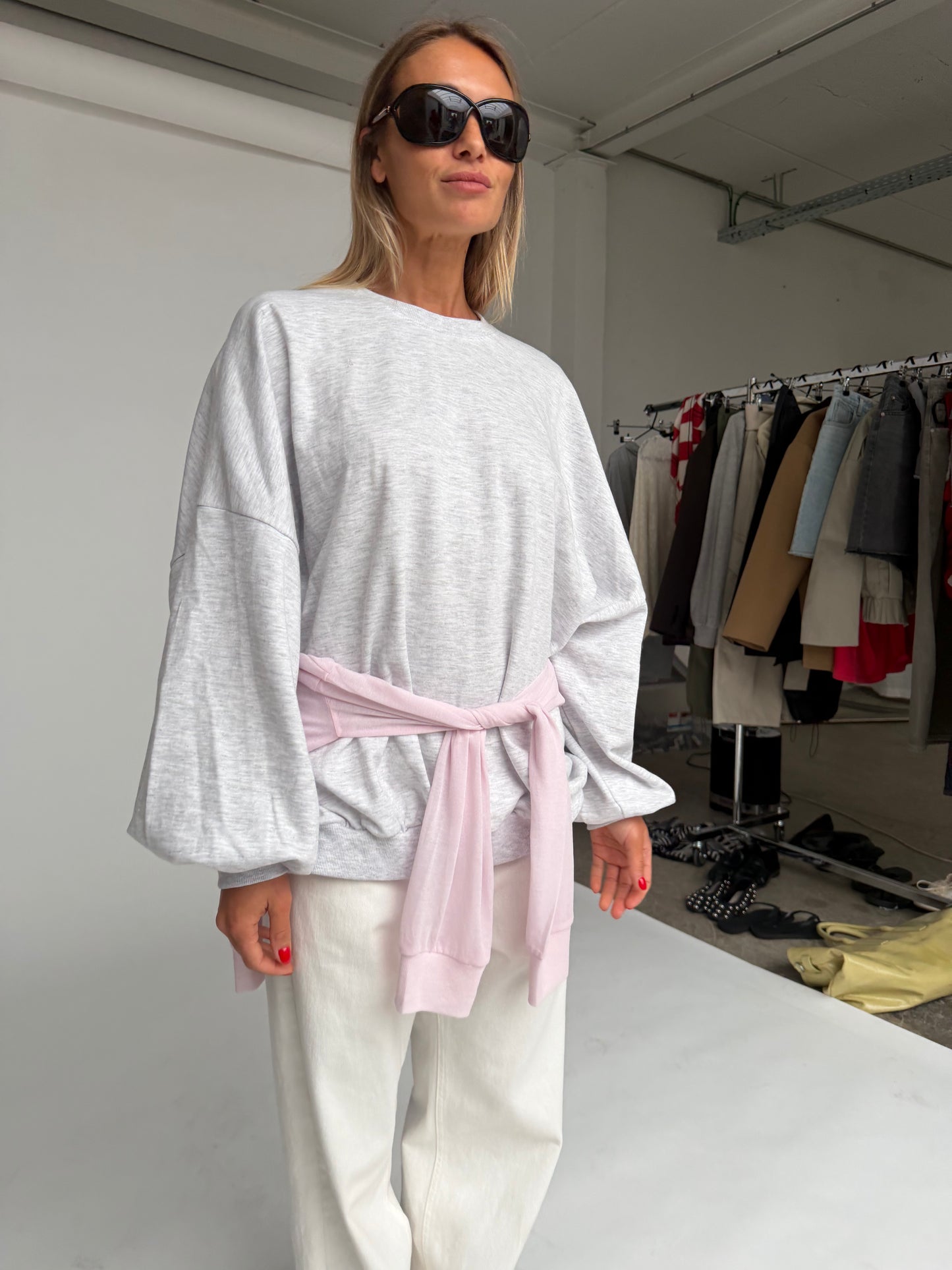 Oversized Lightweight Sweater Light Grey