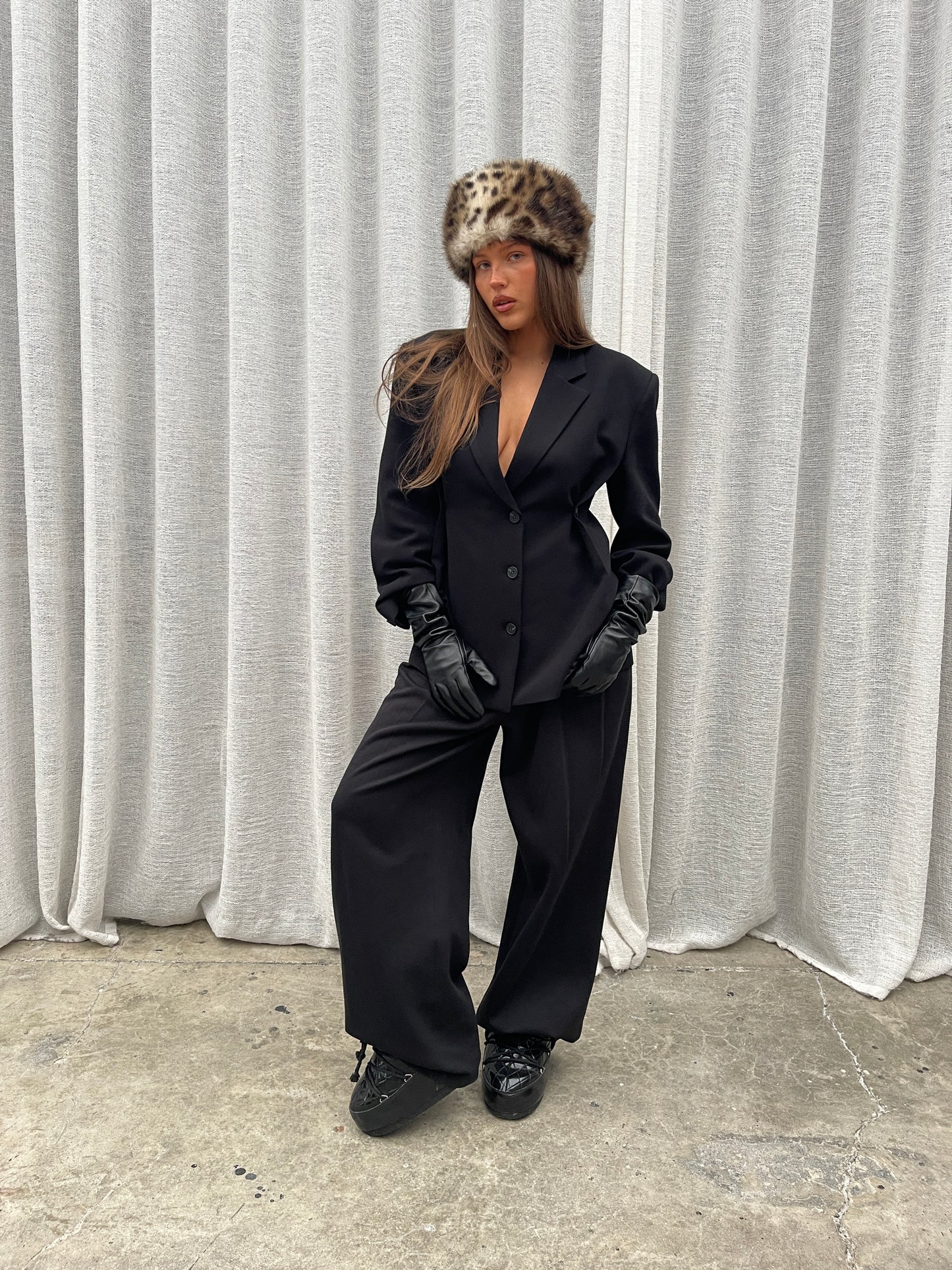 Cinched Waist Blazer Black