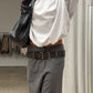 Leather Double Buckle Belt Black