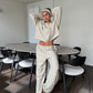 Soft Striped Zipped Lounge Vest Ivory