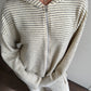 Soft Striped Zipped Lounge Vest Ivory