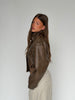 Cropped Front Pocket Detail Jacket Brown