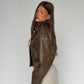 Cropped Front Pocket Detail Jacket Brown