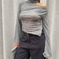 Wrapped Scarf Detail Top Grey