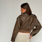Cropped Front Pocket Detail Jacket Brown