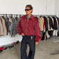 Oversized Contrast Stitch Jacket Red