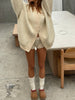 Oversized Press Button Cardigan Cream