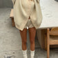 Oversized Press Button Cardigan Cream