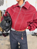 Oversized Contrast Stitch Jacket Red