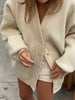 Oversized Press Button Cardigan Cream