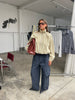 Baggy Fold Over Cargo Pants Navy
