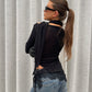 Wrapped Scarf Detail Top Black