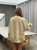 Oversized Press Button Cardigan Cream