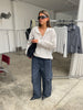 Baggy Fold Over Cargo Pants Navy