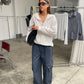 Baggy Fold Over Cargo Pants Navy