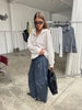 Baggy Fold Over Cargo Pants Navy
