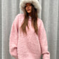 Oversized Wool Mix Jumper Pink