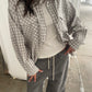Loose Checked Pocket Shirt Sage Green