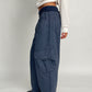 Baggy Fold Over Cargo Pants Navy