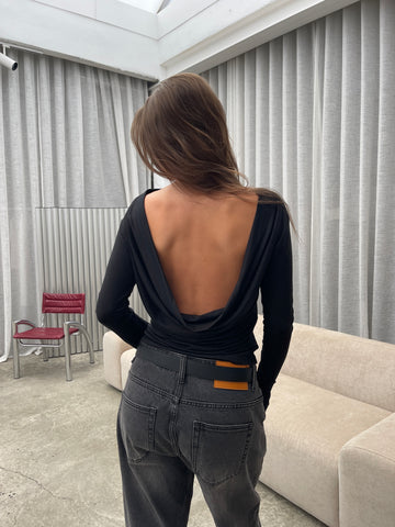 Draped Back Top Black