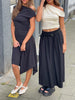 Long Belted Skirt Black