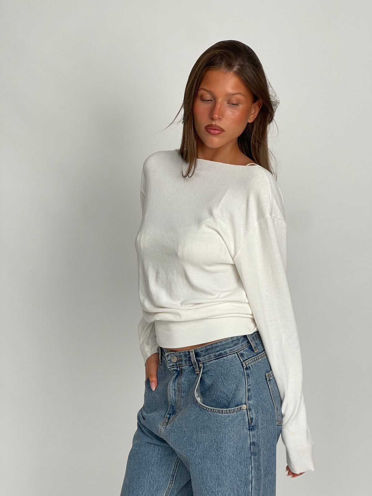 Reversible V-neck Longsleeve White