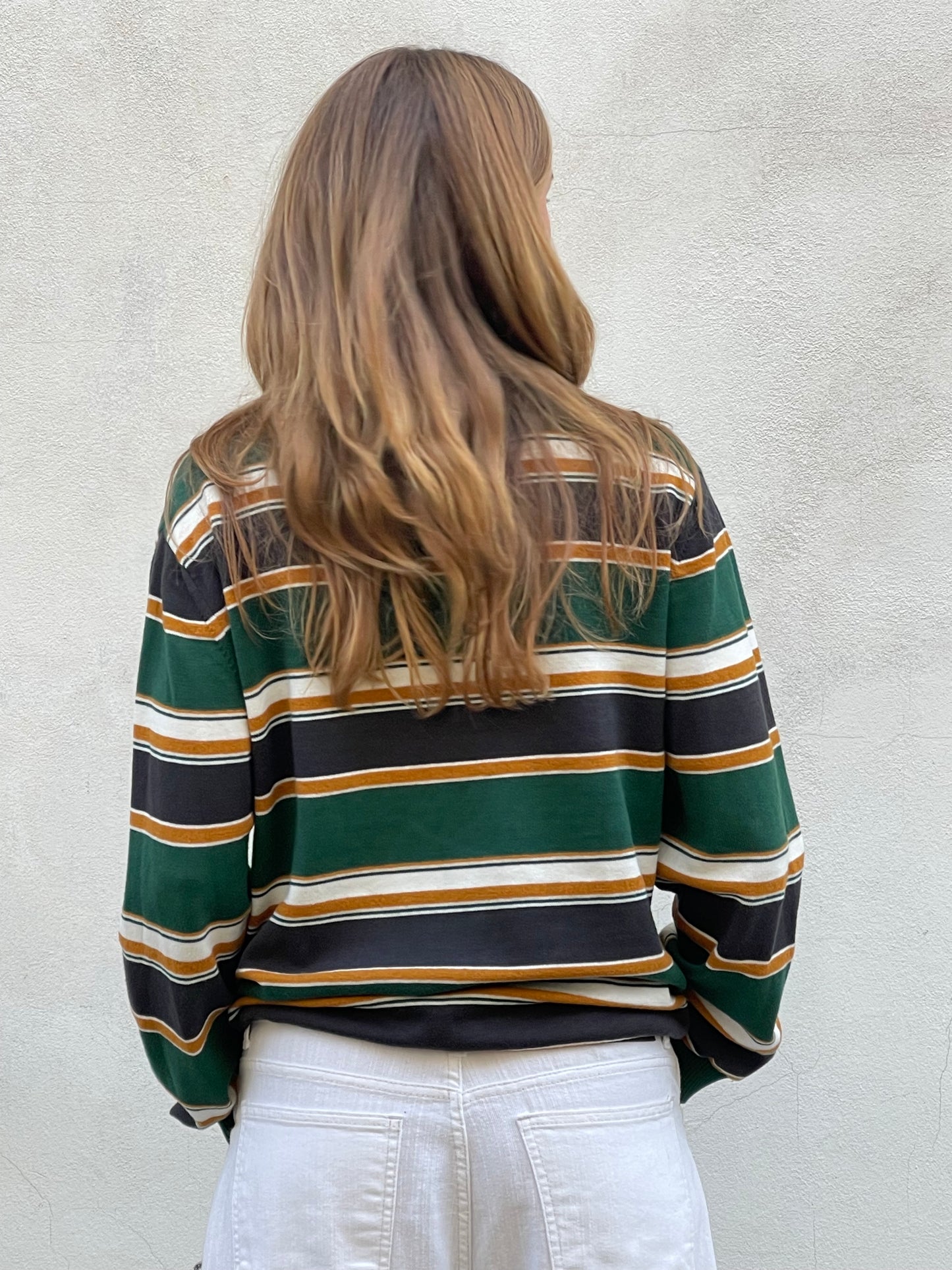 Knitted Striped Polo Longsleeve Green