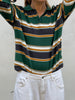 Knitted Striped Polo Longsleeve Green