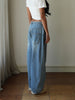Mid Rise Belted Wide Jeans