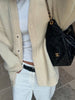 Oversized Press Button Cardigan Cream