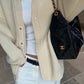 Oversized Press Button Cardigan Cream