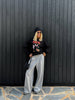 Front Pleated Jogger Pants Grey