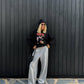 Front Pleated Jogger Pants Grey