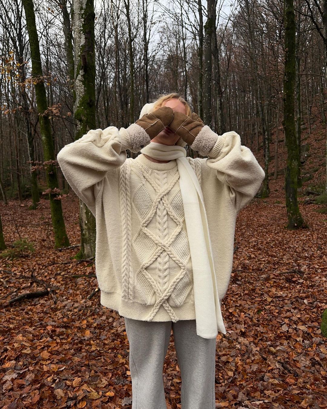 Oversized Braided Knit Cream