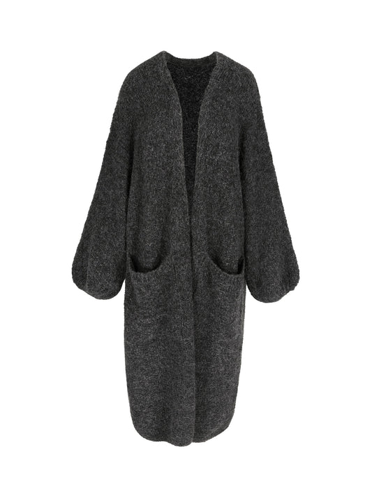 Chunky Long Knitted Cardigan Charcoal