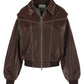 Oversized Contrast Stitch Jacket Brown