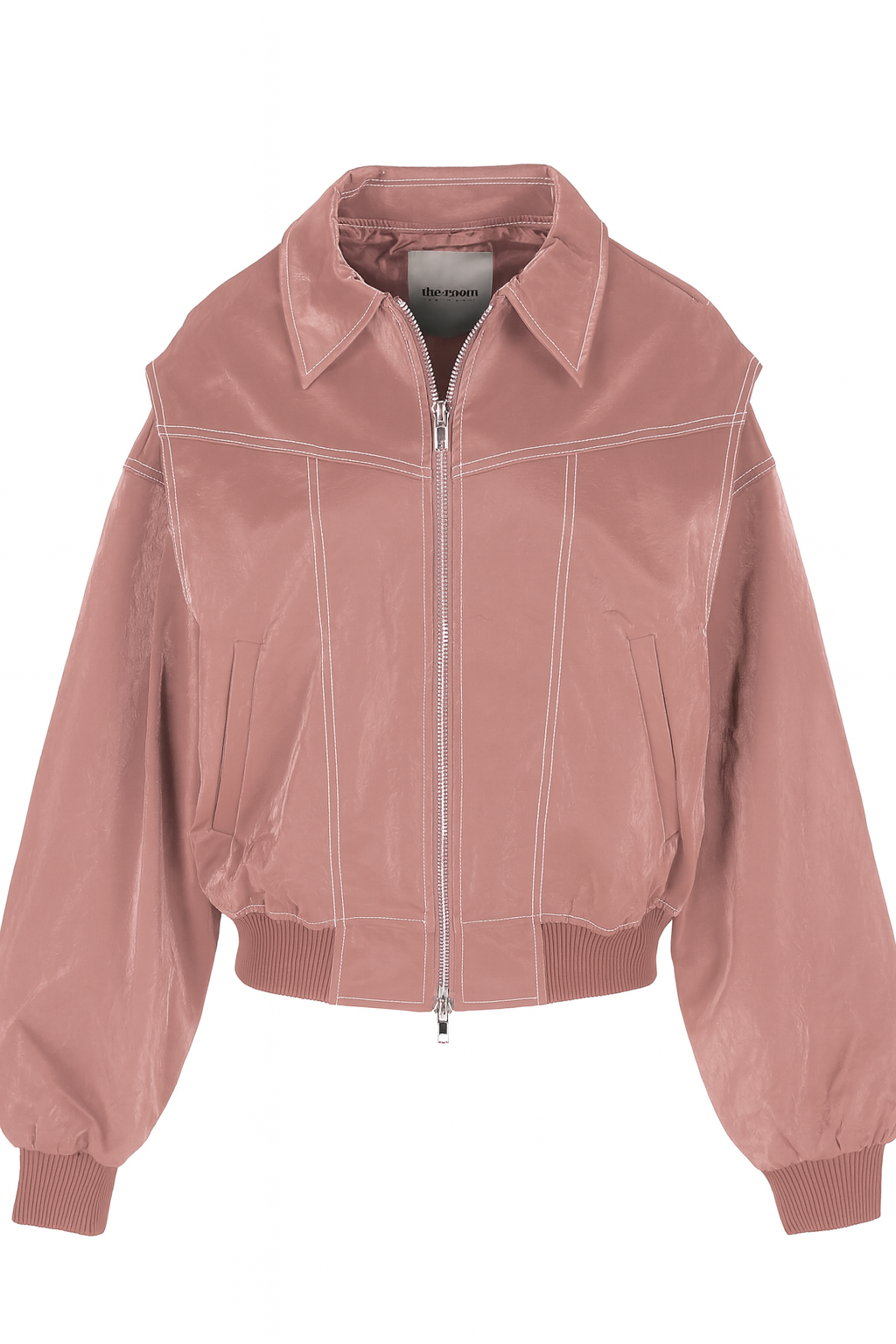Oversized Contrast Stitch Jacket Dusty Pink