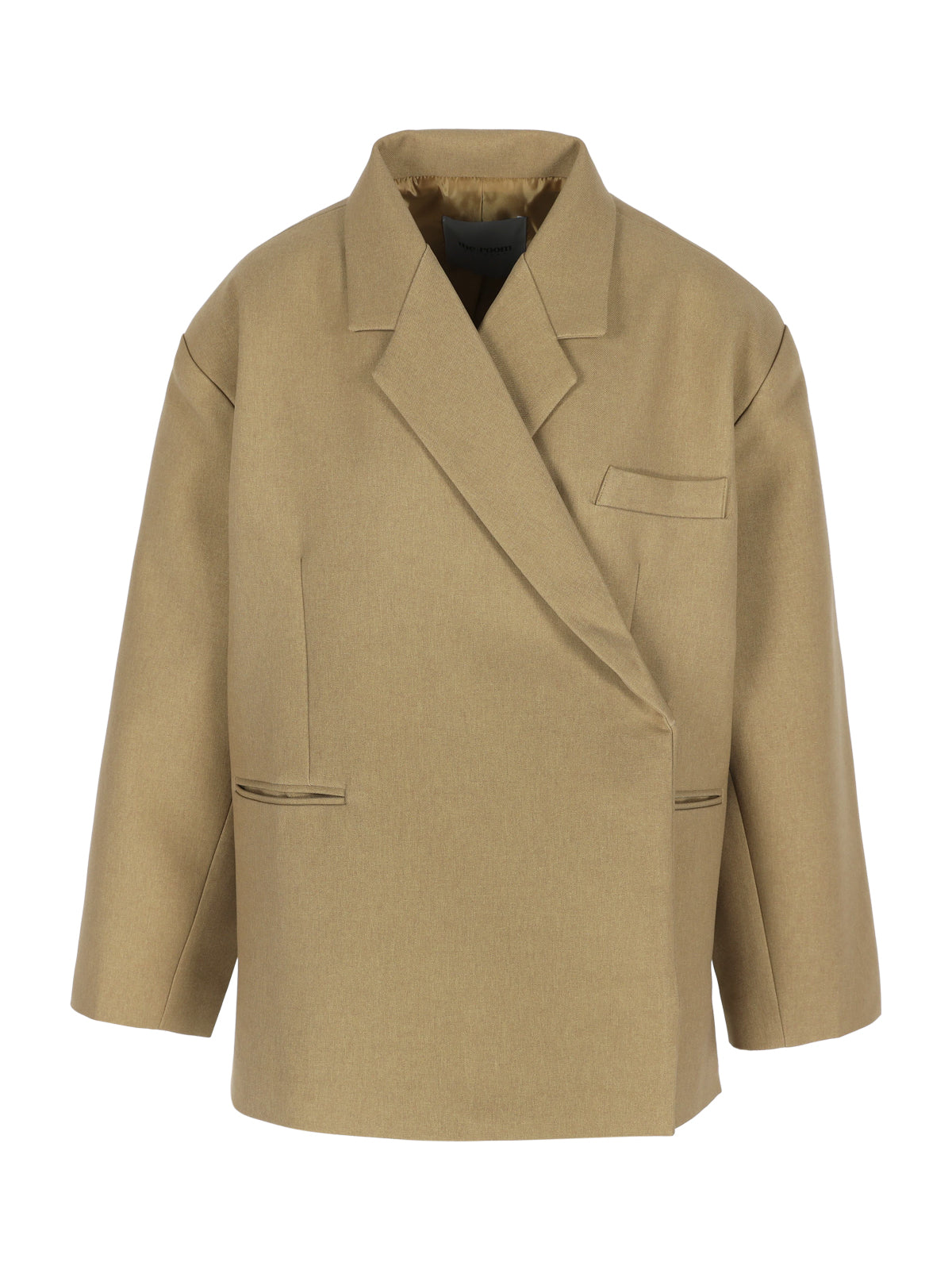 Oversized Side Slit Blazer Camel