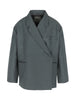 Oversized Side Slit Blazer Steel Blue