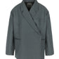Oversized Side Slit Blazer Steel Blue
