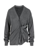 Side Buttoned Loose Cardigan Charcoal